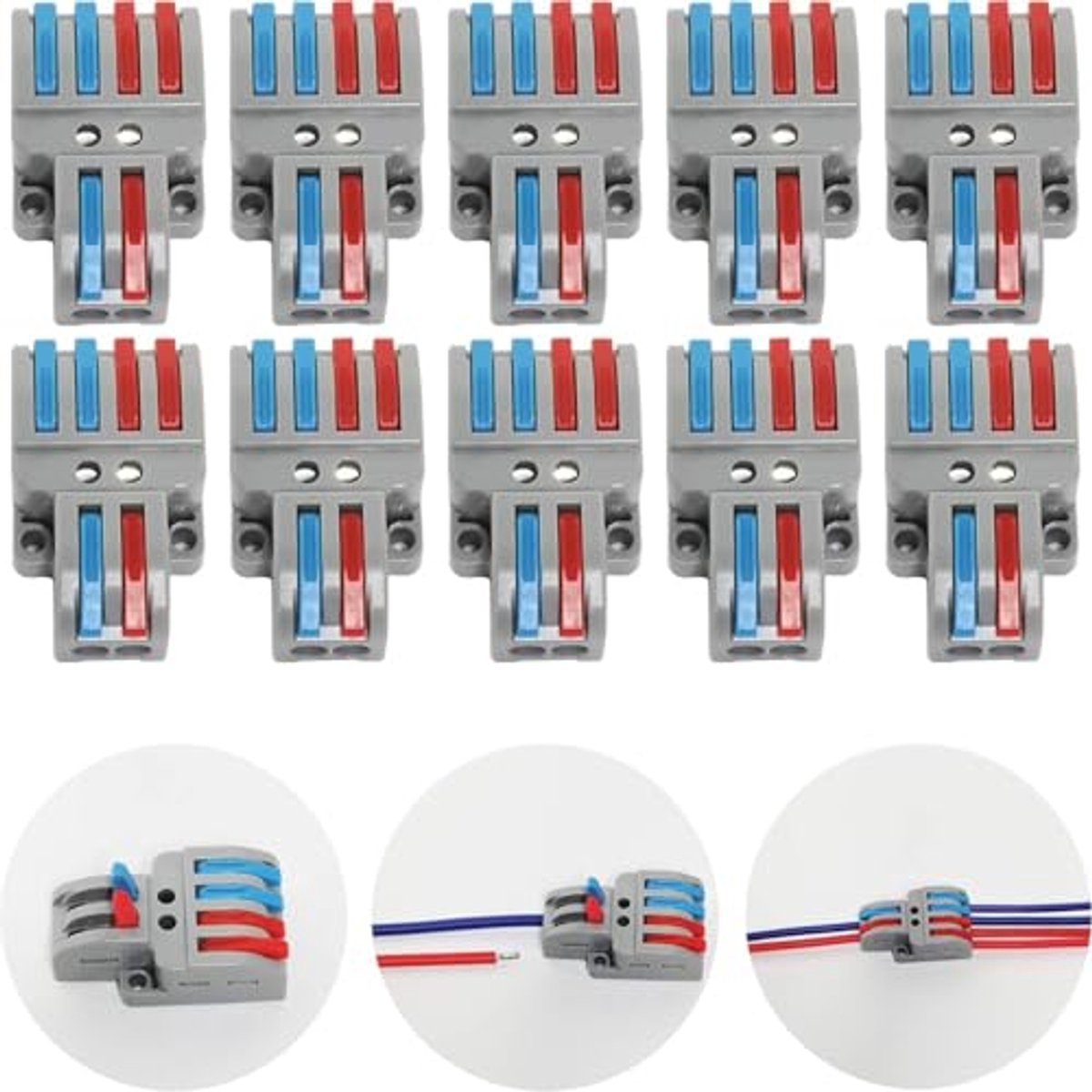 Compacte Elektrische Aansluitblokken voor Draden - 10 Stuks Met Snelle Verbinding