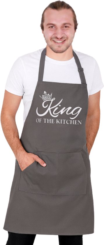 Royal Keukenschort - Antraciet - 60 x 80 cm - Verstelbaar Keukenschort Heren - Horecakwaliteit - King of The Kitchen