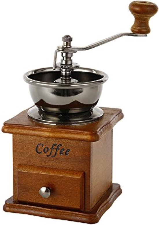 Handmatige koffiemolen retro gietijzer met houten lade