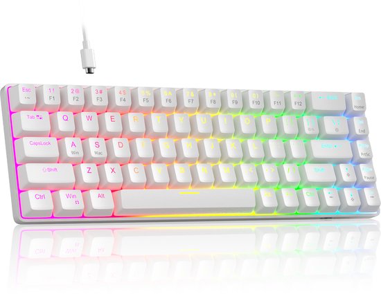 Magnetisch mechanisch toetsenbord met Hall-effect schakelaars, 68-toetsen gamingtoetsenbord, RGB-verlichting, hot-swap, afneembare USB-C-kabel, geschikt voor Windows & Mac