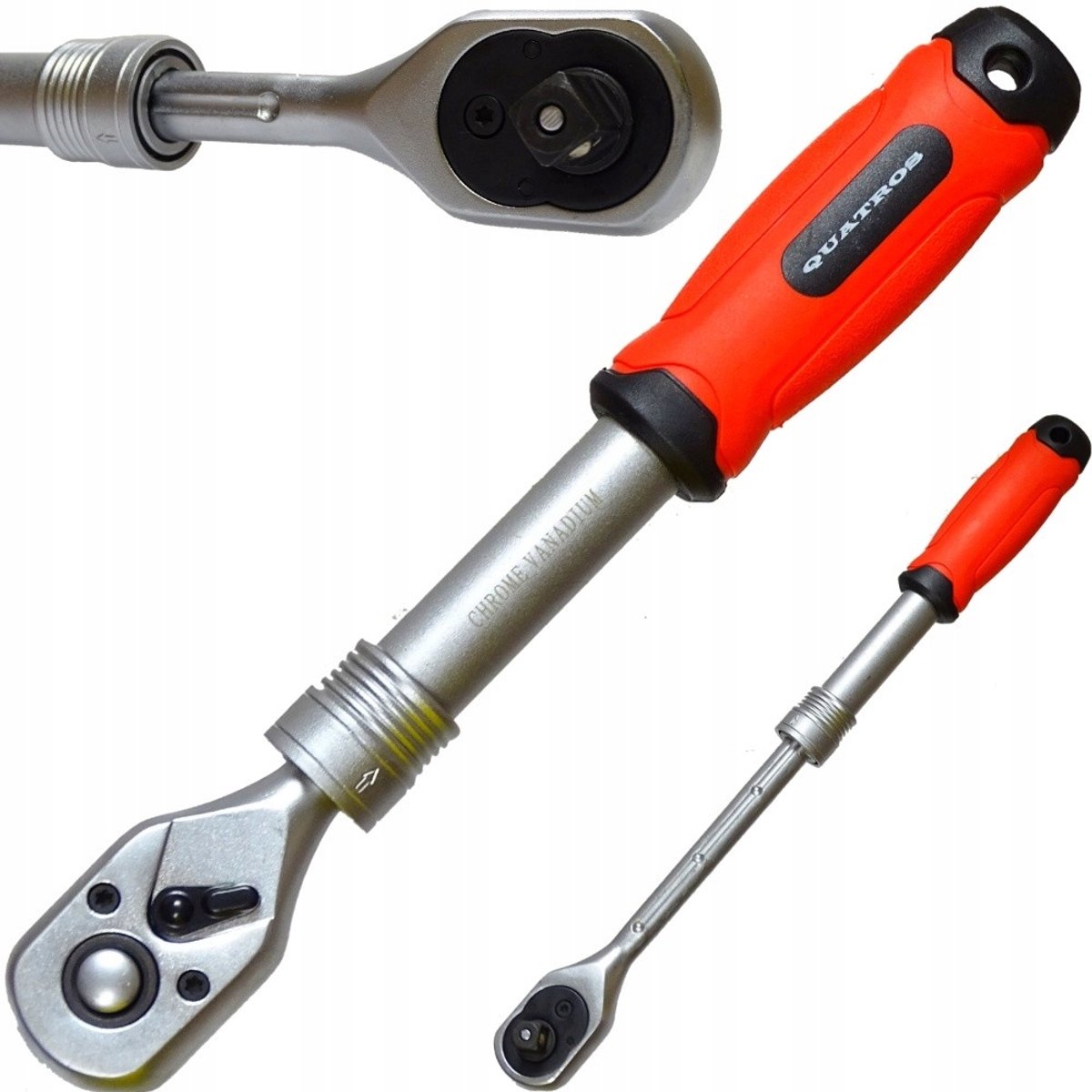 Telescopische Ratel 1/2" met Rubberen Handvat - 72 Tanden
