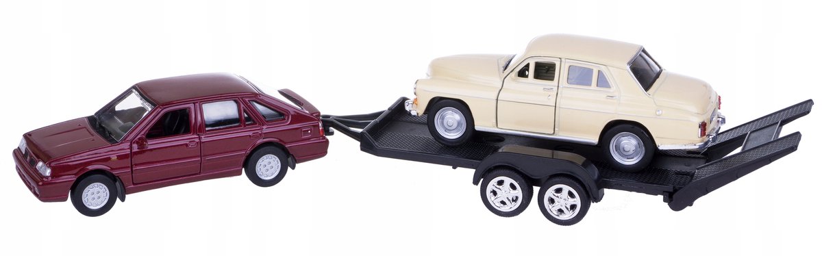 Welly Polonez & Warszawa Set met Trailer 1:34/39 Metaal
