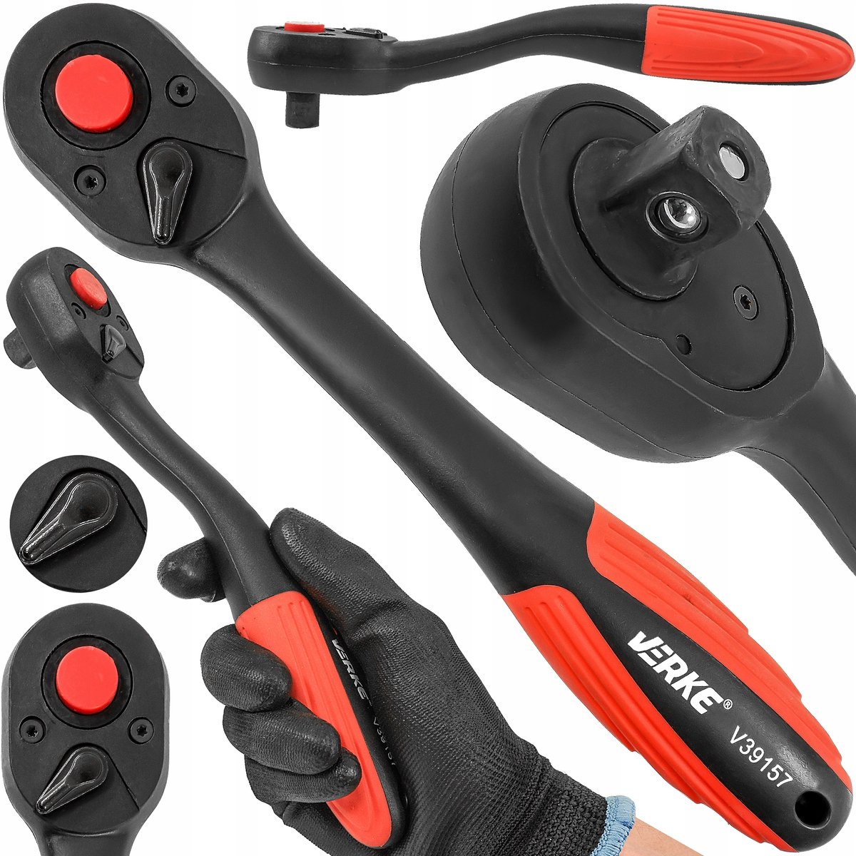Verke V39157 Ratelsleutel 1/2" 72T CrV Zwart