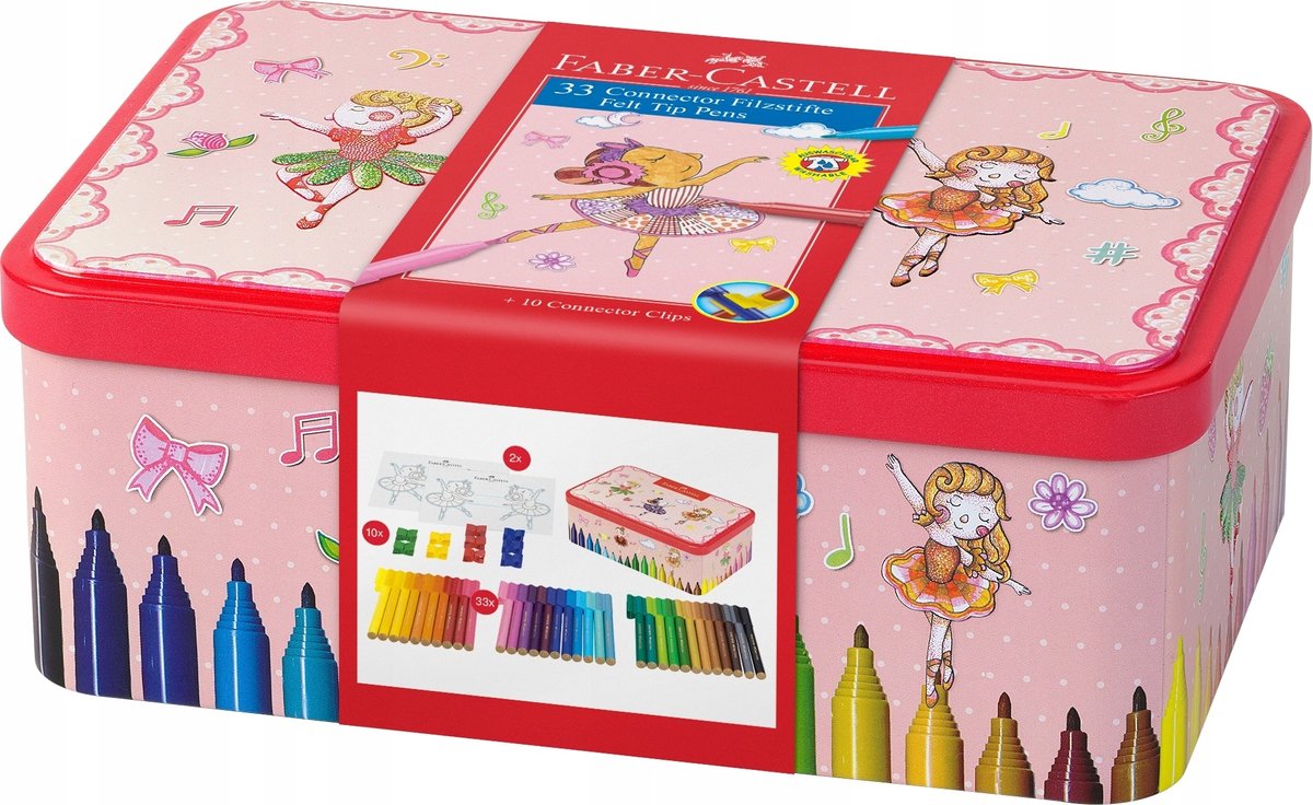 Faber-Castell Connector Flamaster Set - 33 Kleuren in Metalen Koffer