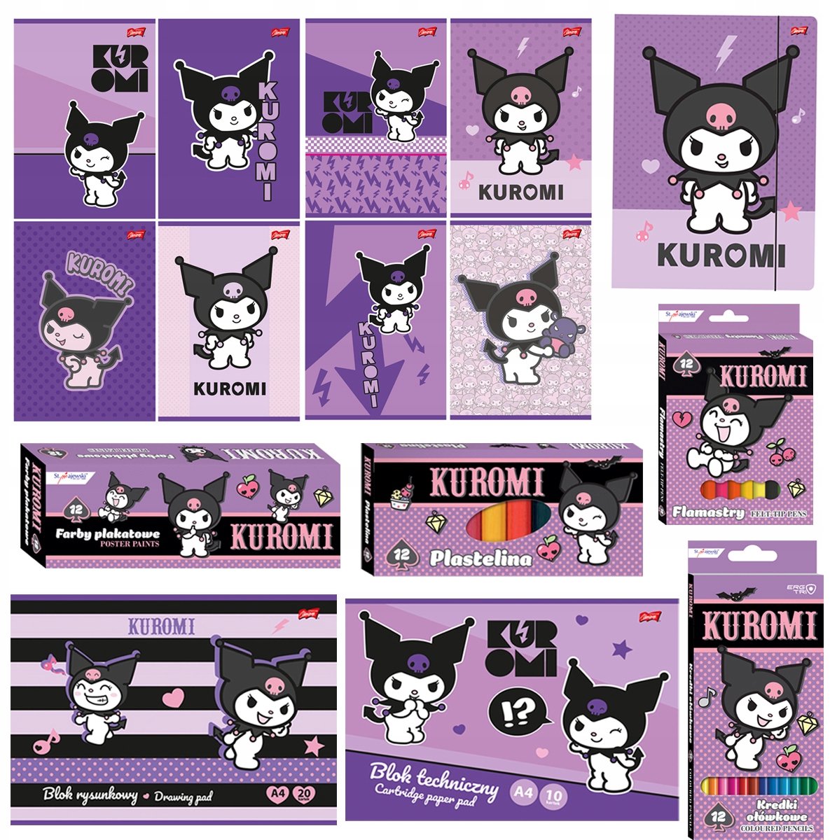 Kuromi School Set: 8 Schriften, Knutselspullen & Meer
