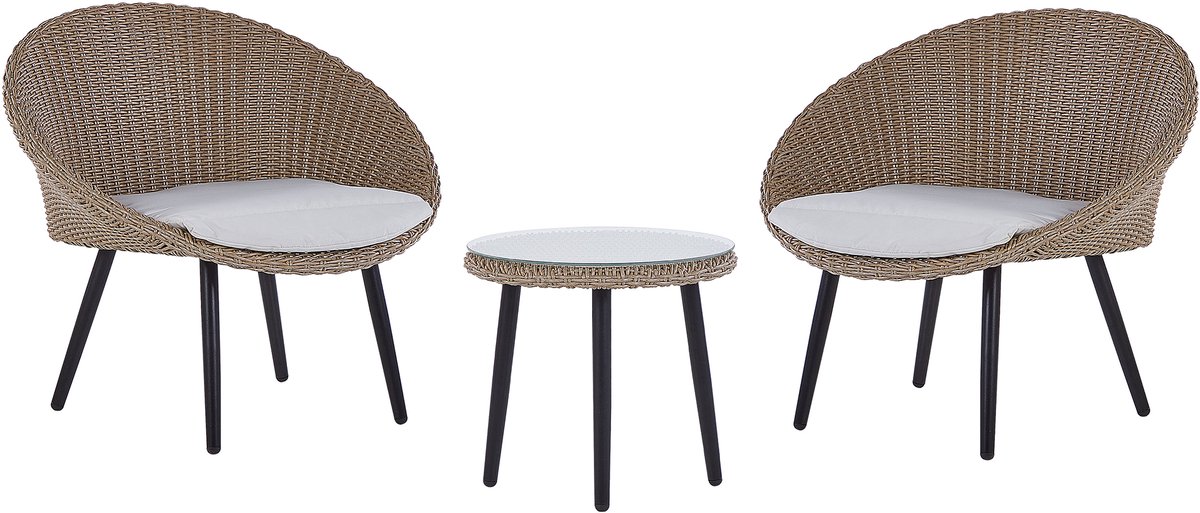Bol.com BELIANI ORTIGIA - Bistroset voor 2 - Lichtbeige - PE rotan aanbieding