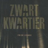 Boekomslag met de tekst 'ZWART KWARTIER FRISO LEUNGE' in distressed gouden letters op een donkere achtergrond met verticale lichtstralen.