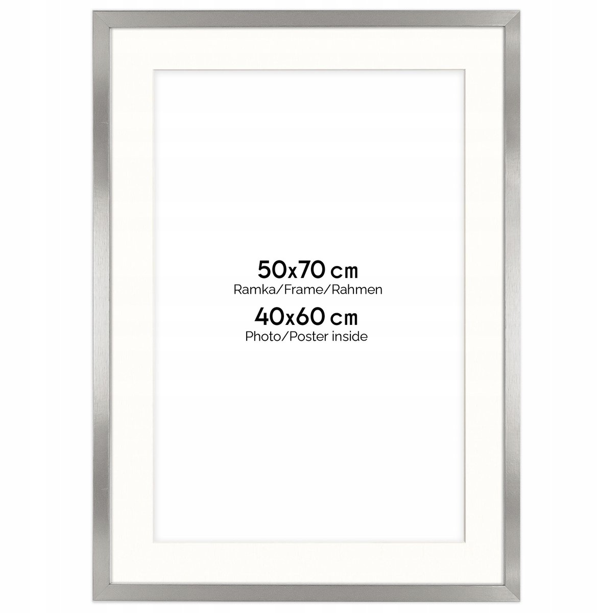 Zilveren fotolijst HEN S 50x70 cm met passe-partout (40x60 cm)