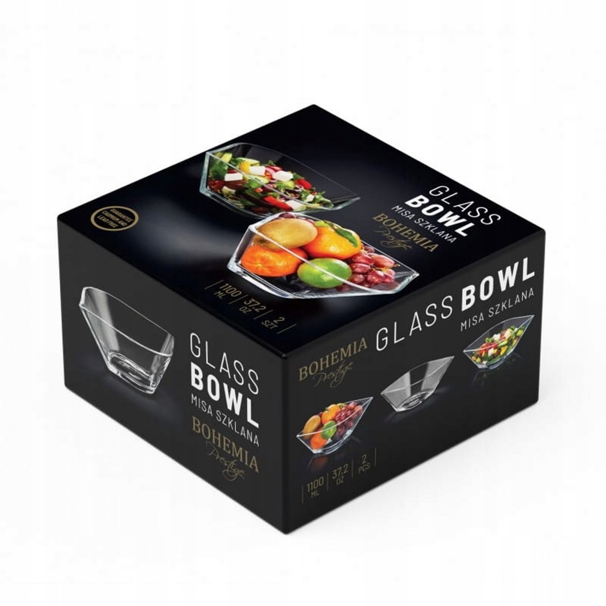 Bohemia Prestige Glazen Saladekommen Set (2 stuks, 1100 ml)