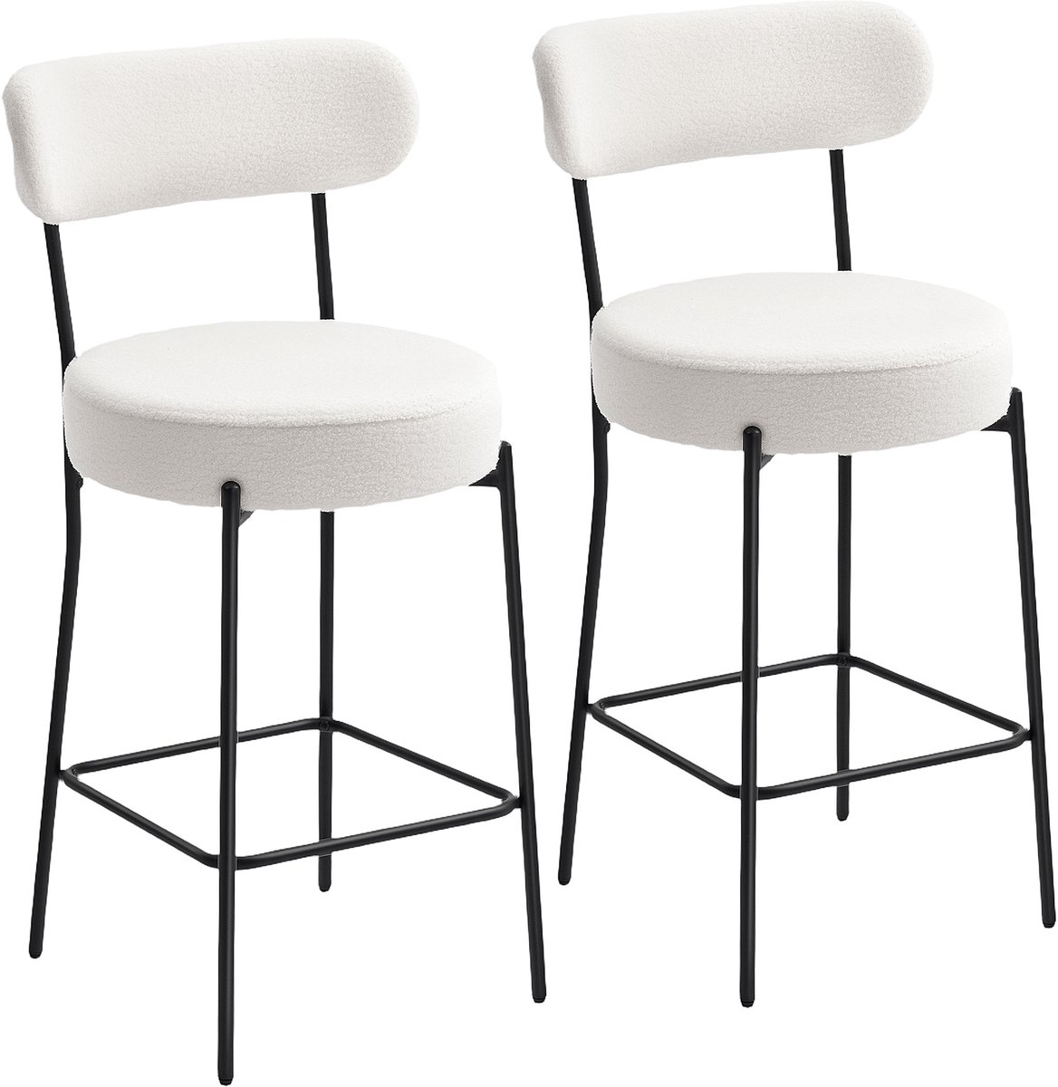 HOMCOM Barkruk - Badstof - 52x49x95cm - Crème