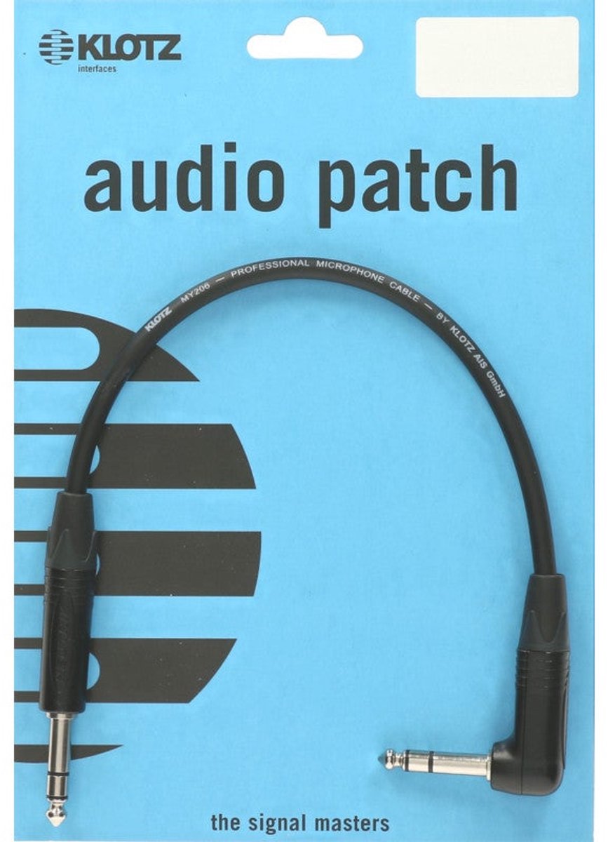 Klotz B4PA1-0060 audiokabel 2x 6.3mm jack TRS Neutrik haaks-recht 60cm