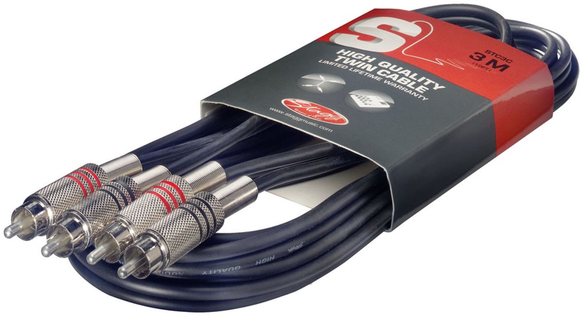 Stagg STC3C 2x RCA male - 2x RCA male 3m