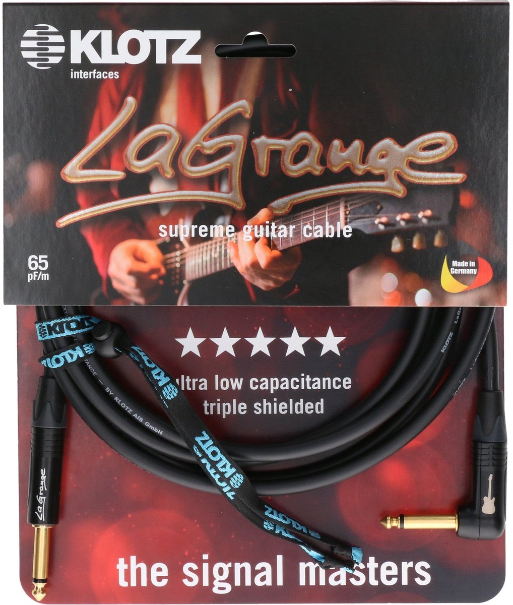 Klotz LA-GPR0900 LaGrange gitaarkabel 9 meter recht - haaks