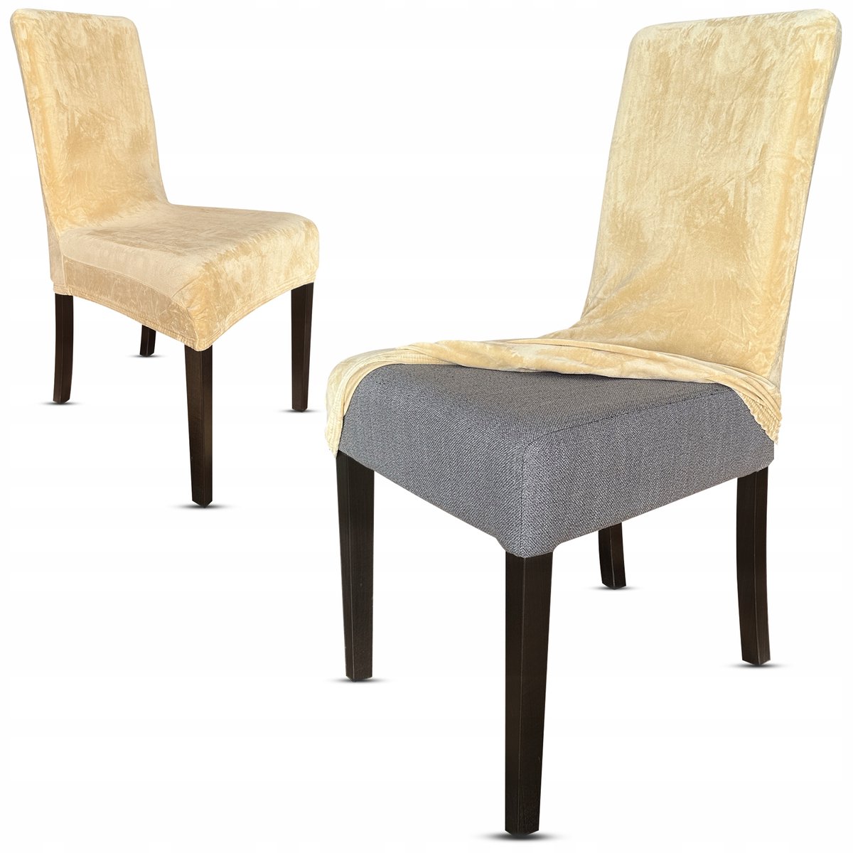 Universele Velours Stoelhoes - Elegant Beige