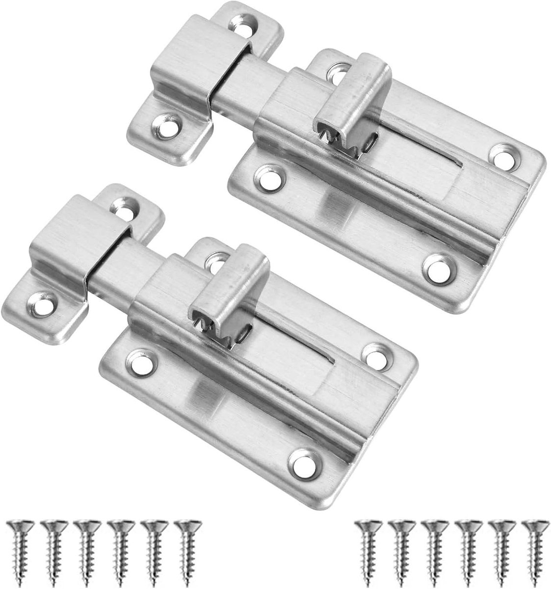 Image of 2 stuks deursloten, roestvrijstalen sloten, 5,1 cm - veiligheidssloten voor tuindeur, badkamer, schuur, toilet