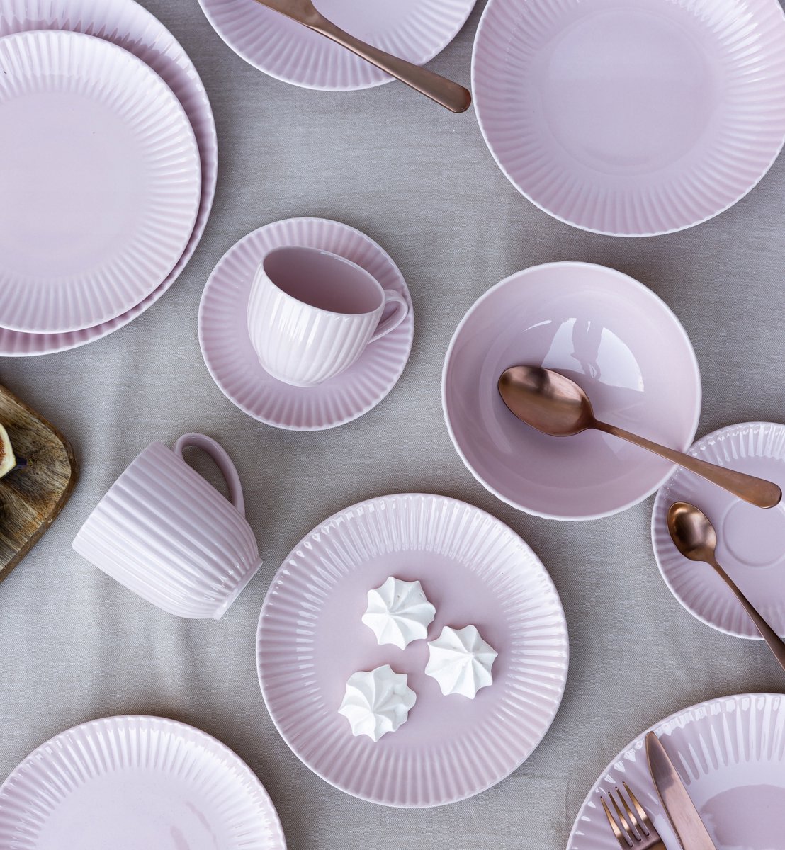 Lubiana Daisy K7 Sunset Servies 72 Delen 12 Pers. Roze Porselein