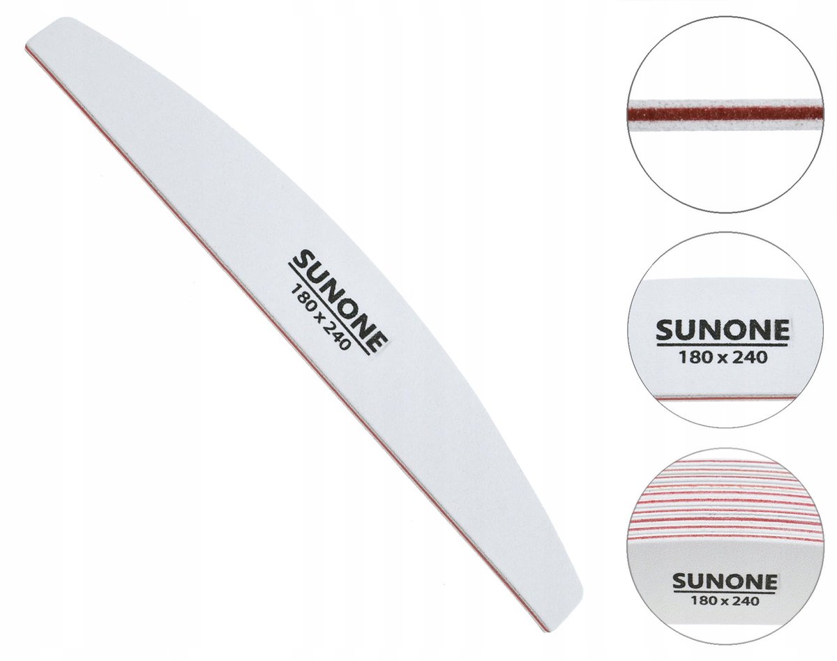 Sunone Nagelvijl 180/240 Wit Halve Maan - Professioneel & Duurzaam