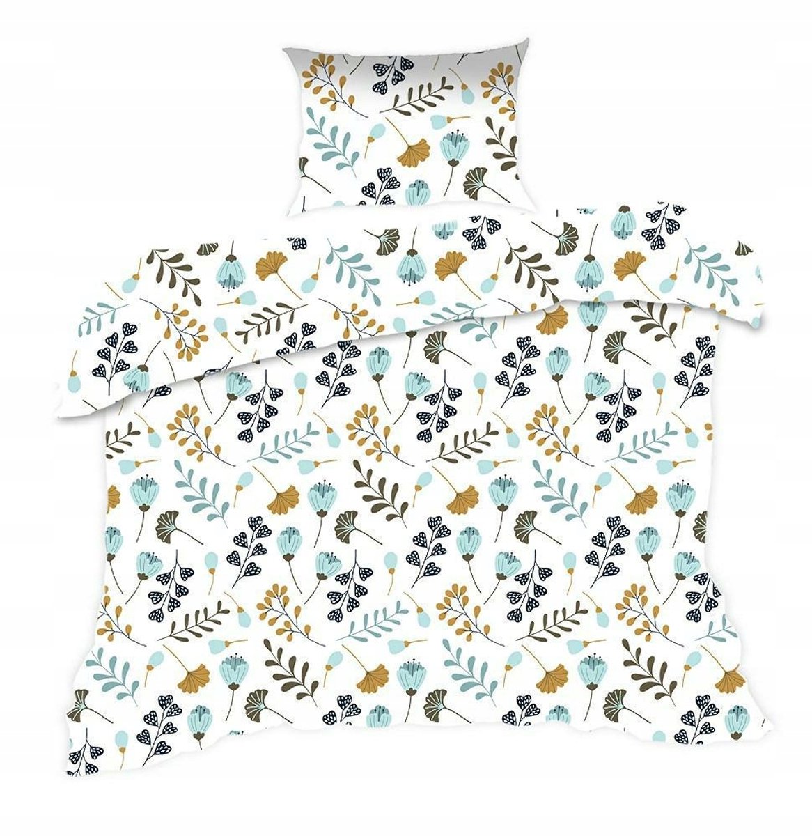 Katoenen Dekbedovertrek 140x200 cm - Wit met Blauwe Bloemen