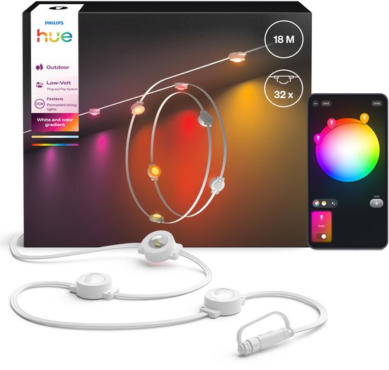 Philips Hue Ambiance Festavia Permanent Lichtslinger 18 meter
