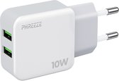 Dubbele usb adapter - Oplader 2 poorten - 10w (5v/2a) - Usb stekker - Usb lader - Phreeze