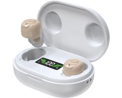 Pro Care Excellent Quality® 2x Mini DSP Intelligent digitaal Gehoorapparaat Oplaadbaar - 3 Luistermodi - 4 volume Standen - Noise Reduction - 20 Uur Gebruik - Gehoorversterker - LED Laadcase - Voor in het oor (IHO) links en rechts - FAGG - Wit Beige