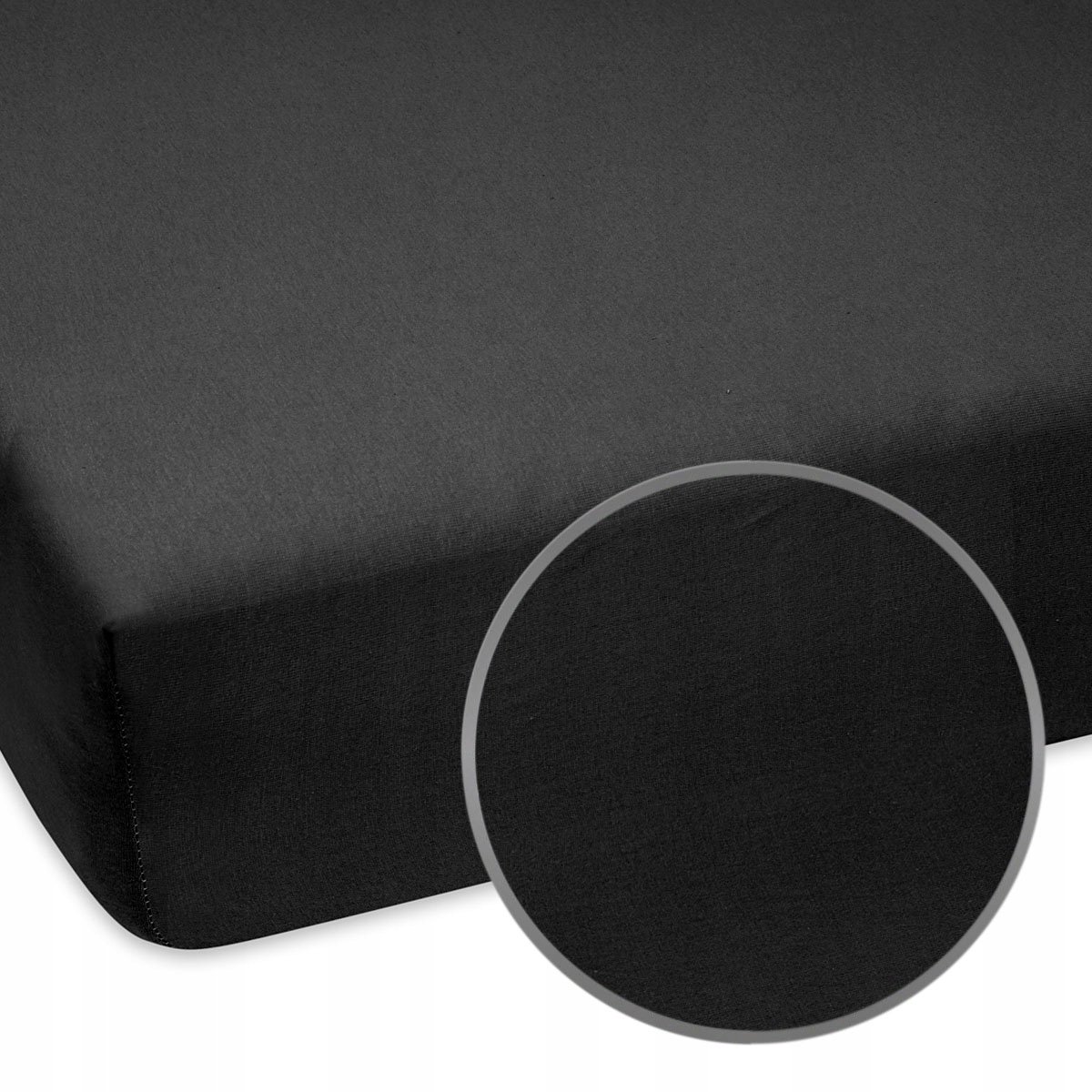 Jersey Hoeslaken Zwart 200x200 cm - 100% Katoen, Ademend