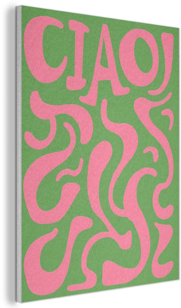 Akoestisch wandpaneel 50x70 cm - Vilt schilderij Abstract - Roze - Ciao - Vormen - Akoestische panelen - Geluidsdempende wanddecoratie - Geluidsisolatie woonkamer - Muurdecoratie geluidspanelen
