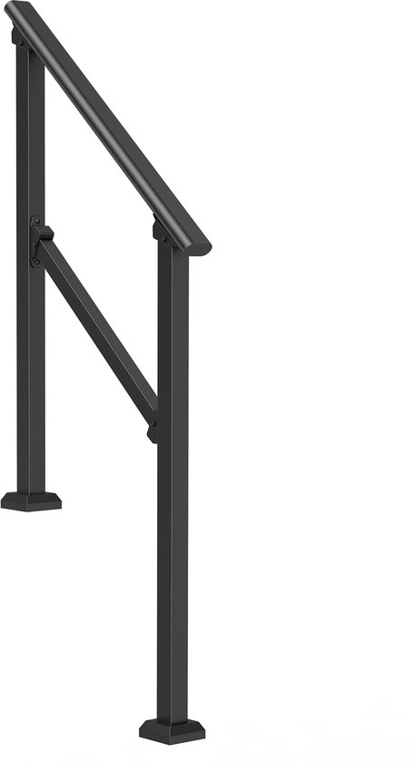 Ansobea U-vormige Trapleuning Zwart 85x20 Cm - Metalen Leuning Voor Binnen En Buiten (2-delig)