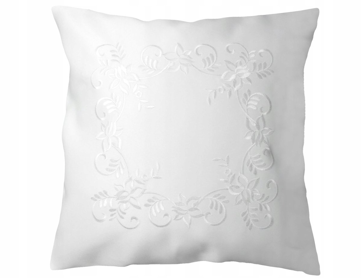 Decoratieve Kussensloop 40x40 cm met Bloem Borduurwerk - Wit