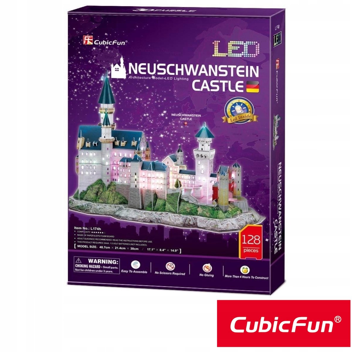 CubicFun 3D LED-puzzel Kasteel Neuschwanstein - 128 stukjes