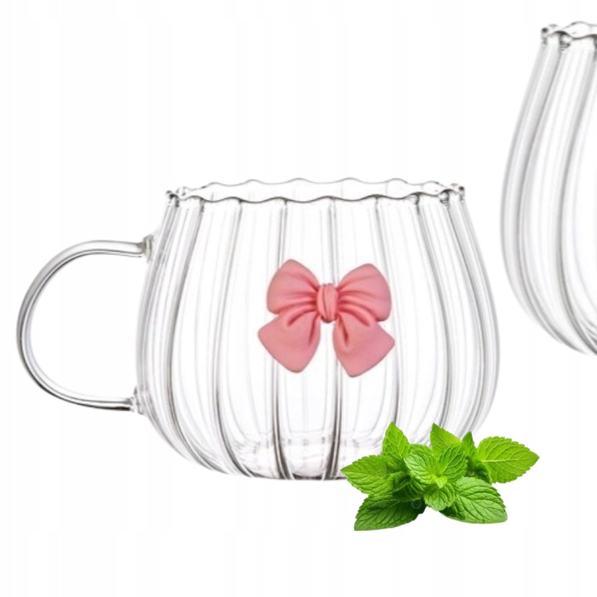 Glazen Mok met Handvat, Geribbeld, Stijlvol, 350 ml