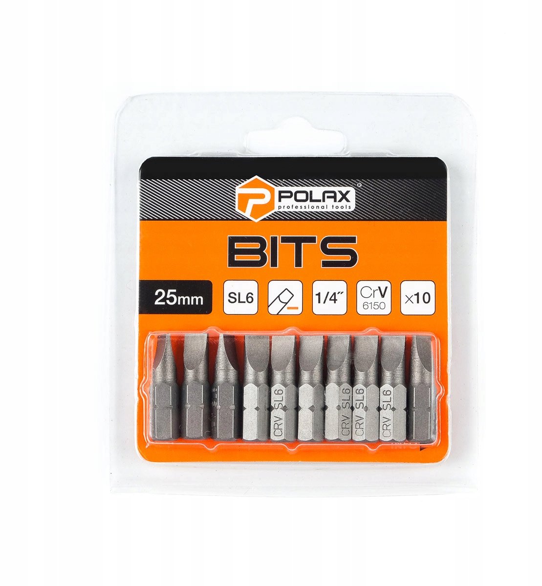 Polax Bitset 25mm SL6 1/4" 6150CRV (10 stuks)
