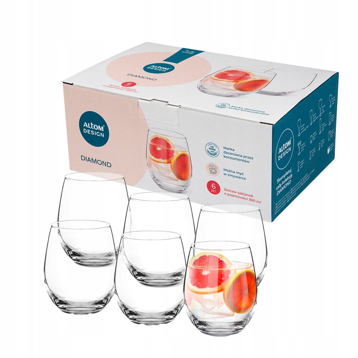 Altom Design Diamanten Glazenset 6 stuks - 390ml