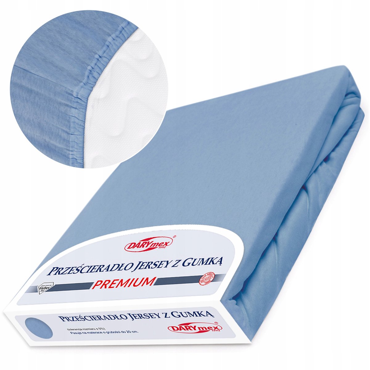 Jersey hoeslaken met elastiek, dik 170g/m2, blauw, 120x200 cm