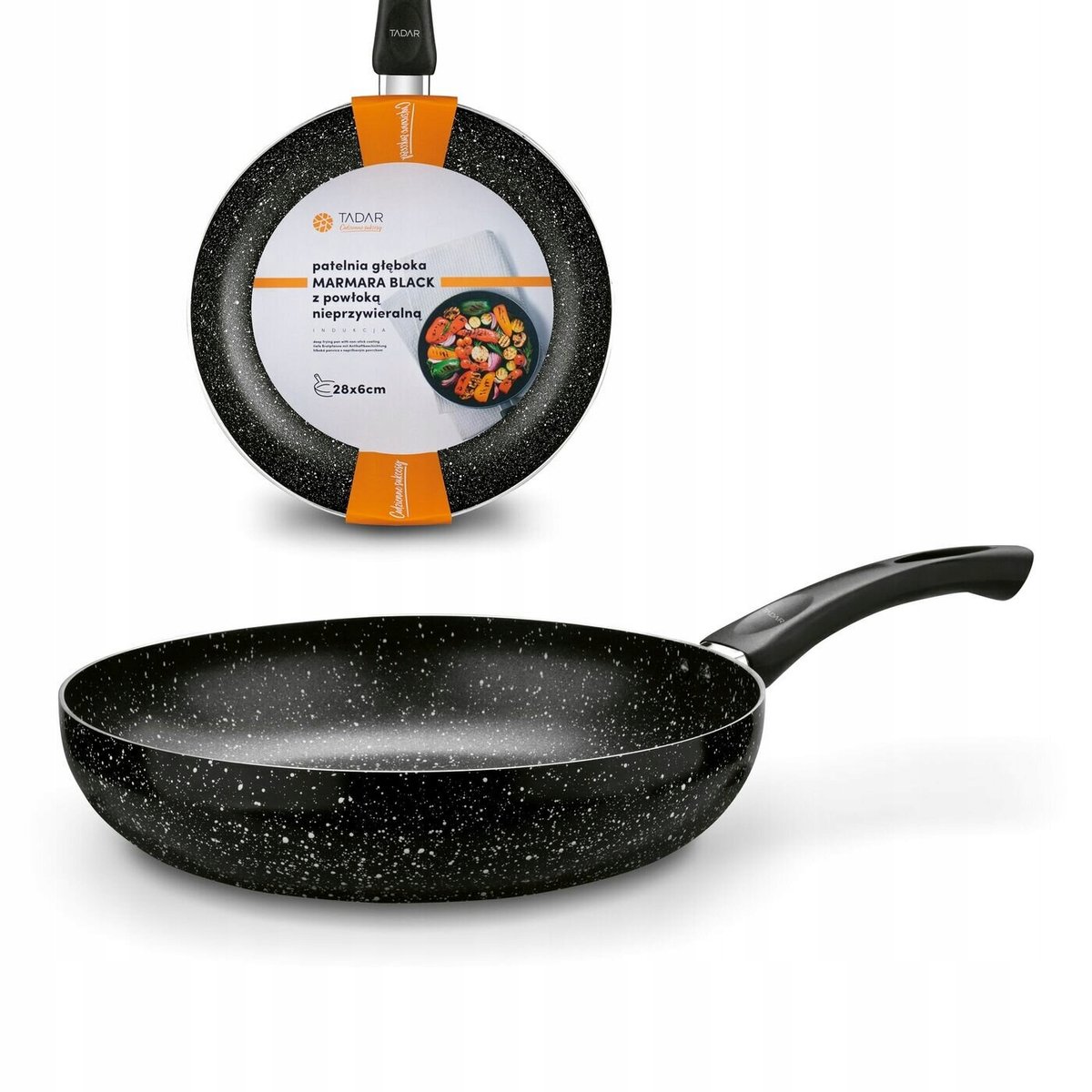 Tadar Marmara Zwart Koekenpan 28 cm - Antiaanbaklaag, Inductie
