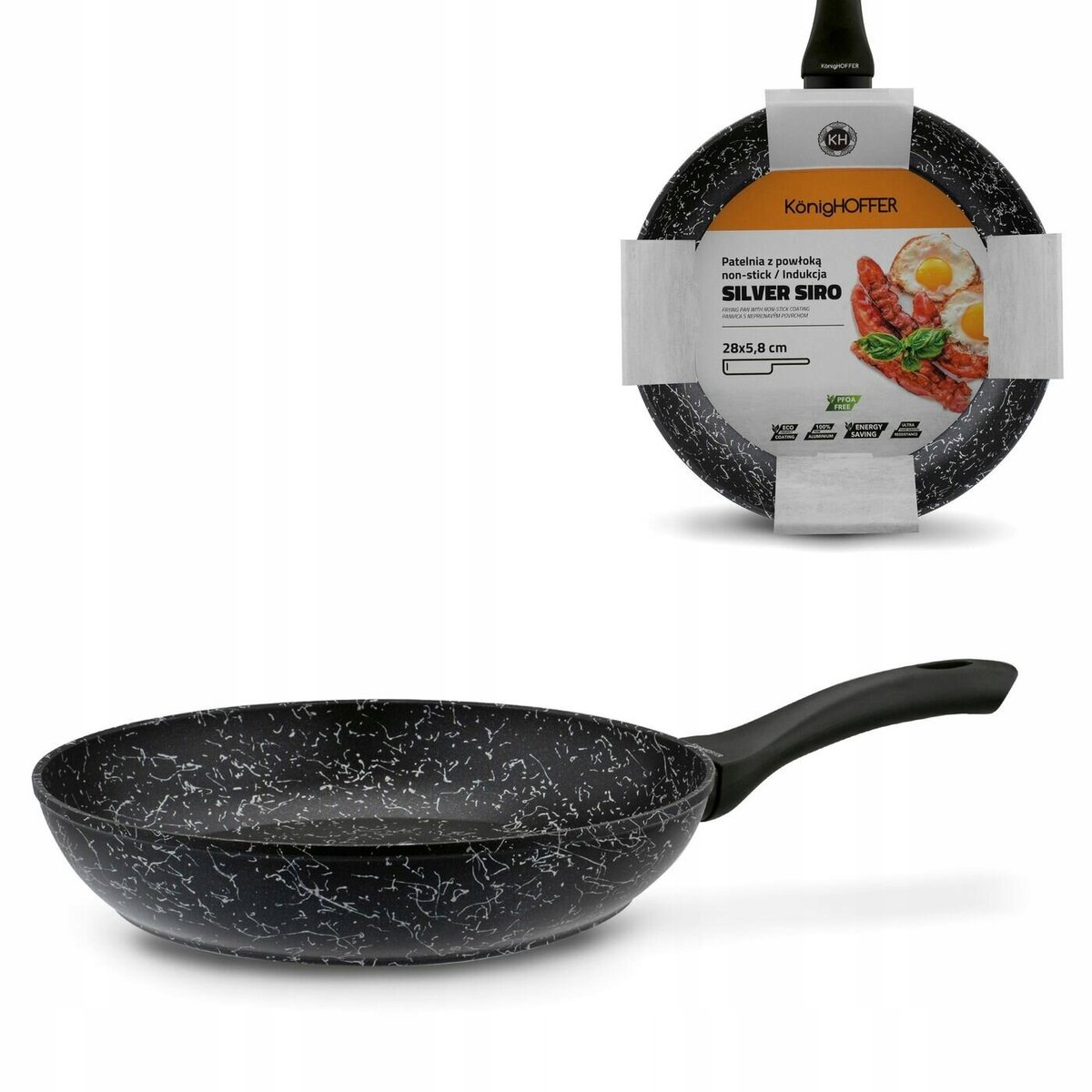KonigHoffer Siro Silver Koekenpan 28cm - Geschikt voor Inductie