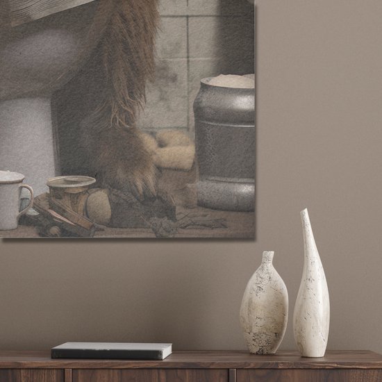 Akoestisch wandpaneel 70x100 cm - Vilt schilderij Schotse hooglander - Toilet - Krant - Badkamer - Akoestische panelen - Geluidsdempende wanddecoratie - Geluidsisolatie woonkamer - Muurdecoratie geluidspanelen