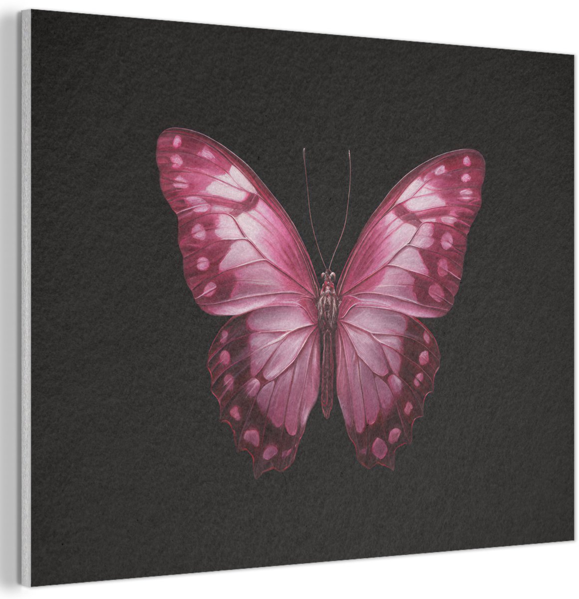Akoestisch wandpaneel 40x30 cm - Vilt schilderij Vlinder - Fuchsia - Grafisch - Akoestische panelen - Geluidsdempende wanddecoratie - Geluidsisolatie woonkamer - Muurdecoratie geluidspanelen