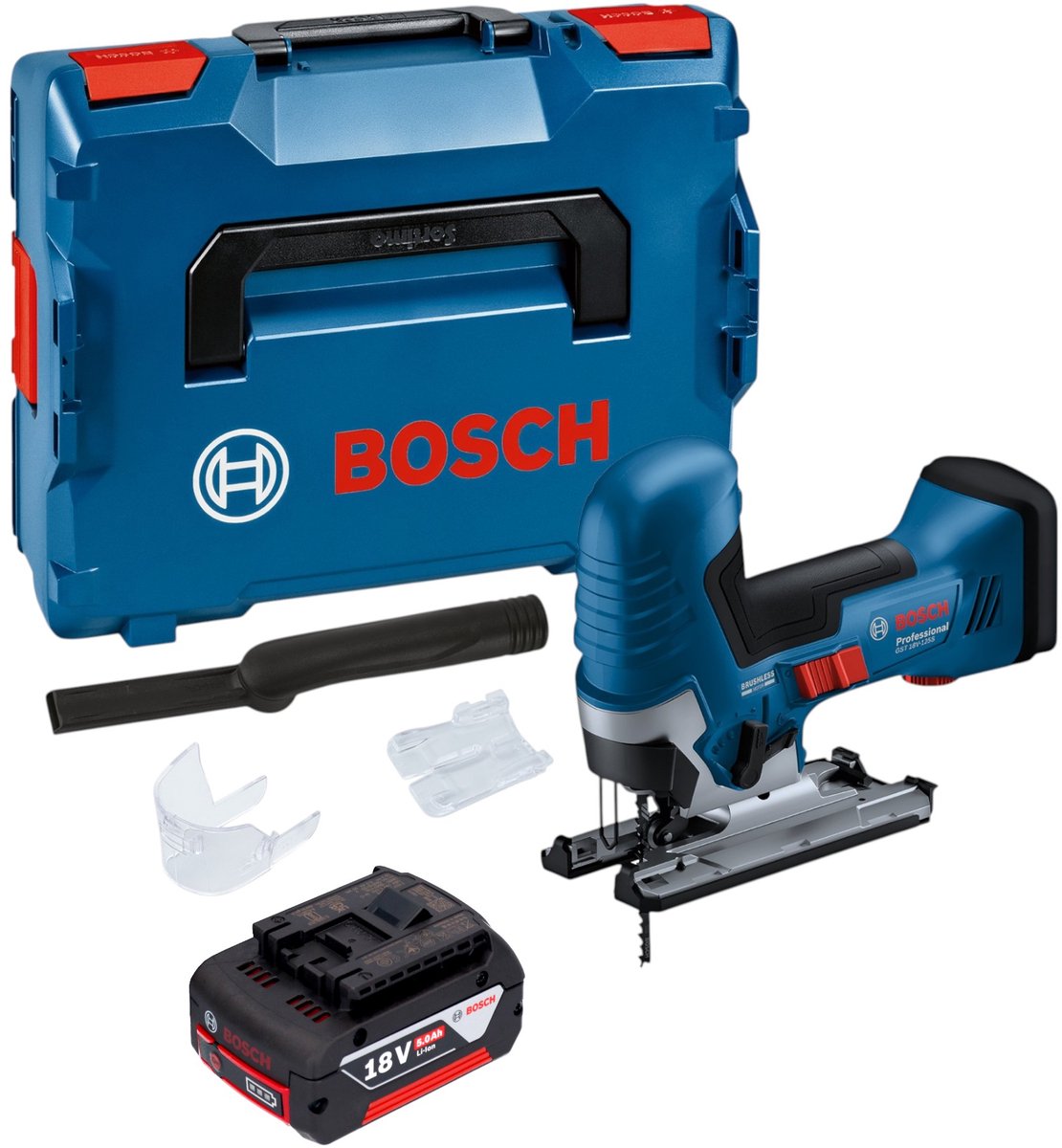 Bosch GST 18V-125 S Professional accu-decoupeerzaag 18 V 125 mm borstelloos + 1x accu 5,0 Ah + L-Boxx - zonder oplader