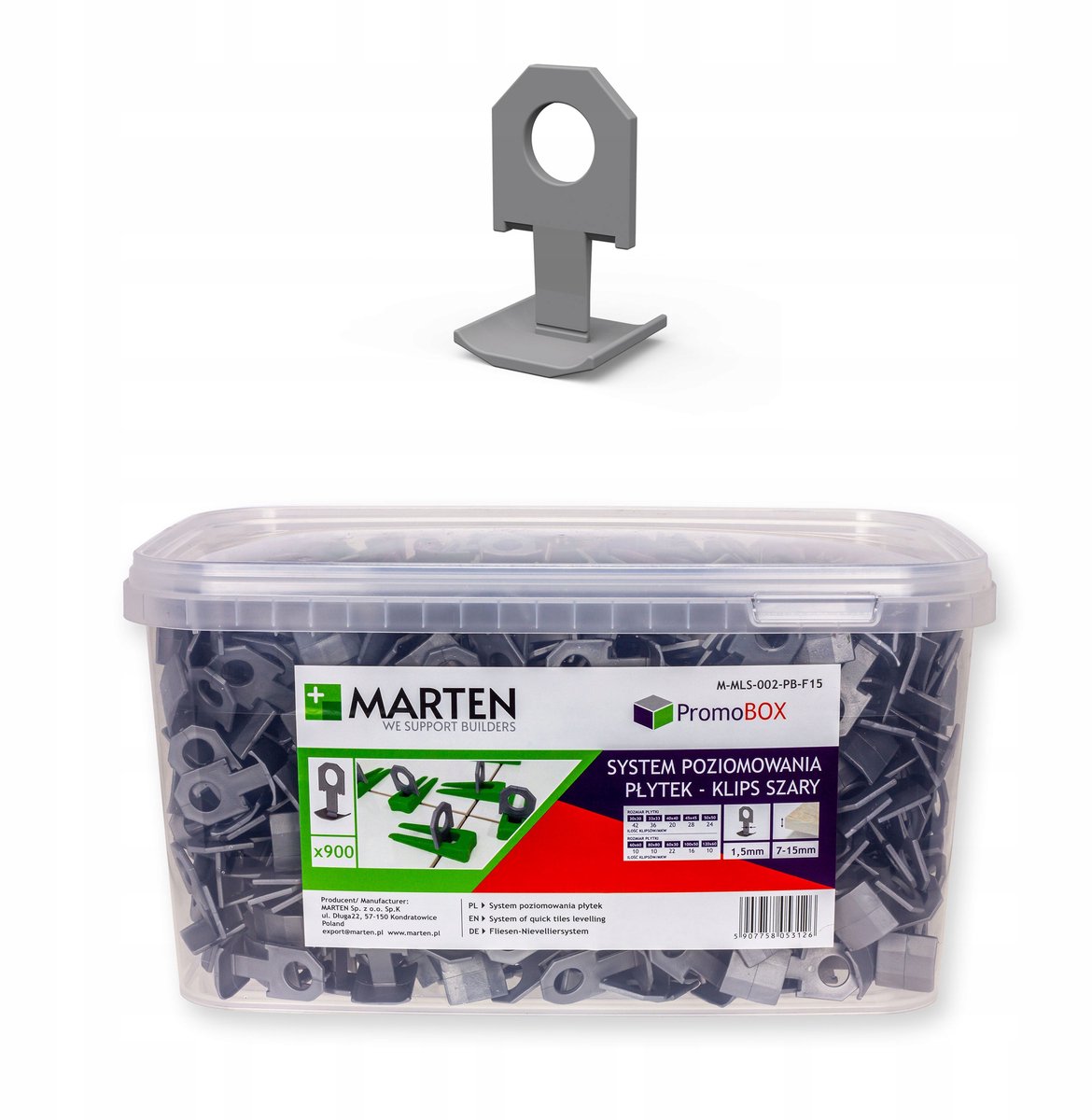 Marten Tegel Level Systeem: 900 Clipsen 1.5mm Voeg