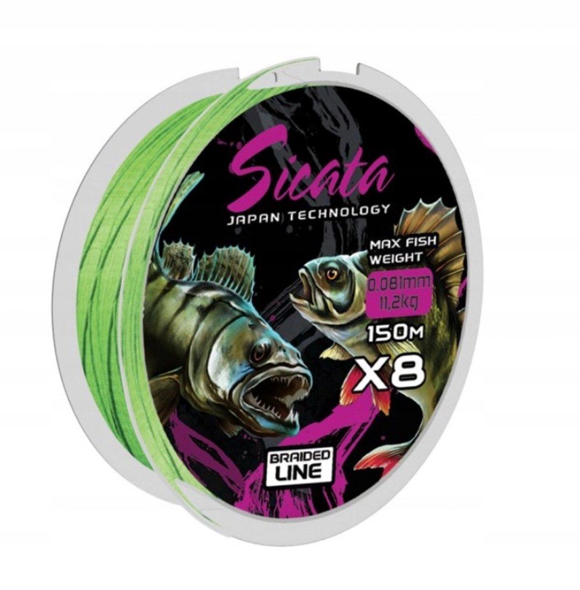Mistrall Sicata X8 Gevlochten Lijn 0,142mm 150m Groen Fluo