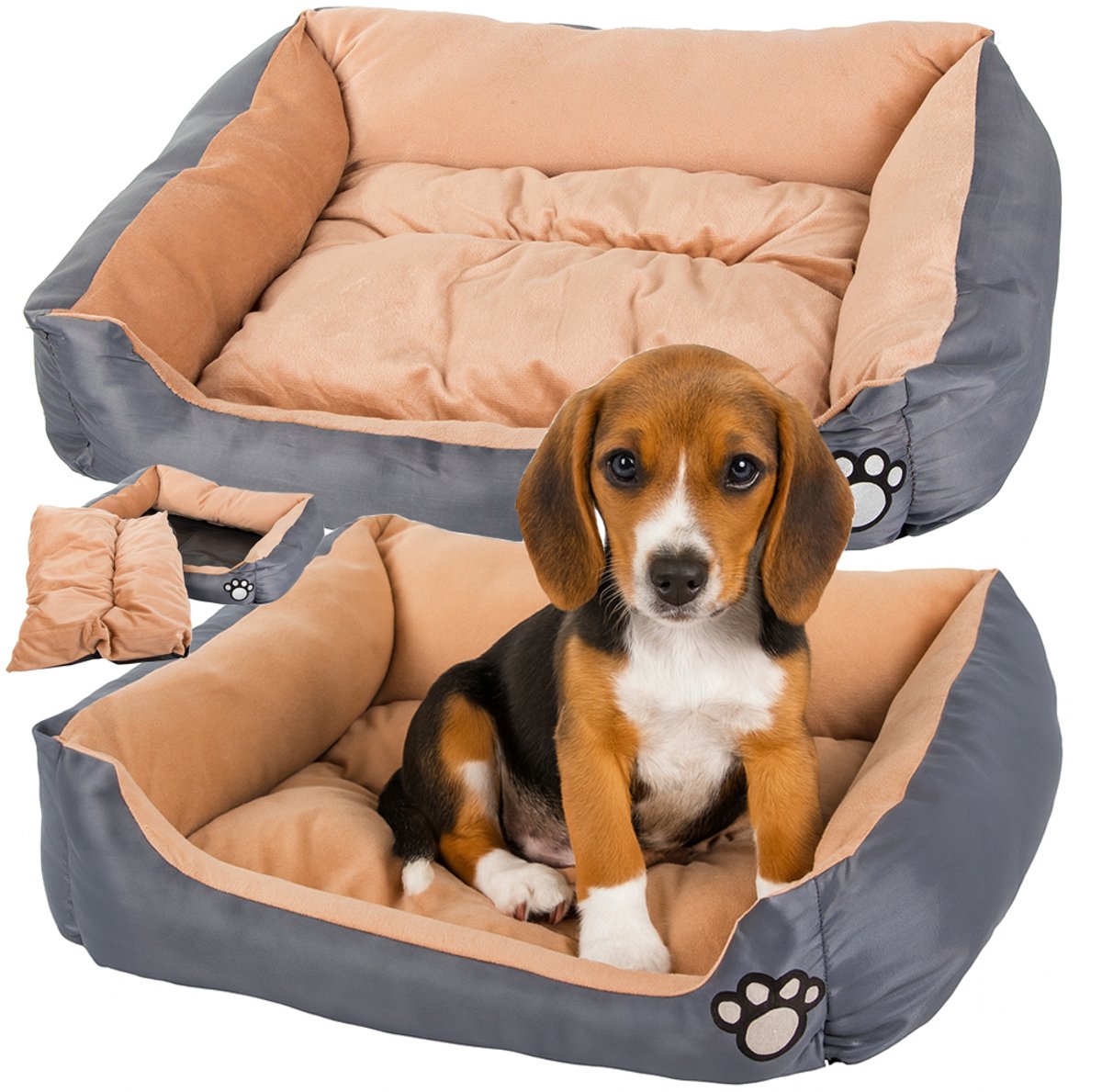 Comfortabel Hondenkussen Kattenmand S - Zacht & Wasbaar - 52x47cm Grijs