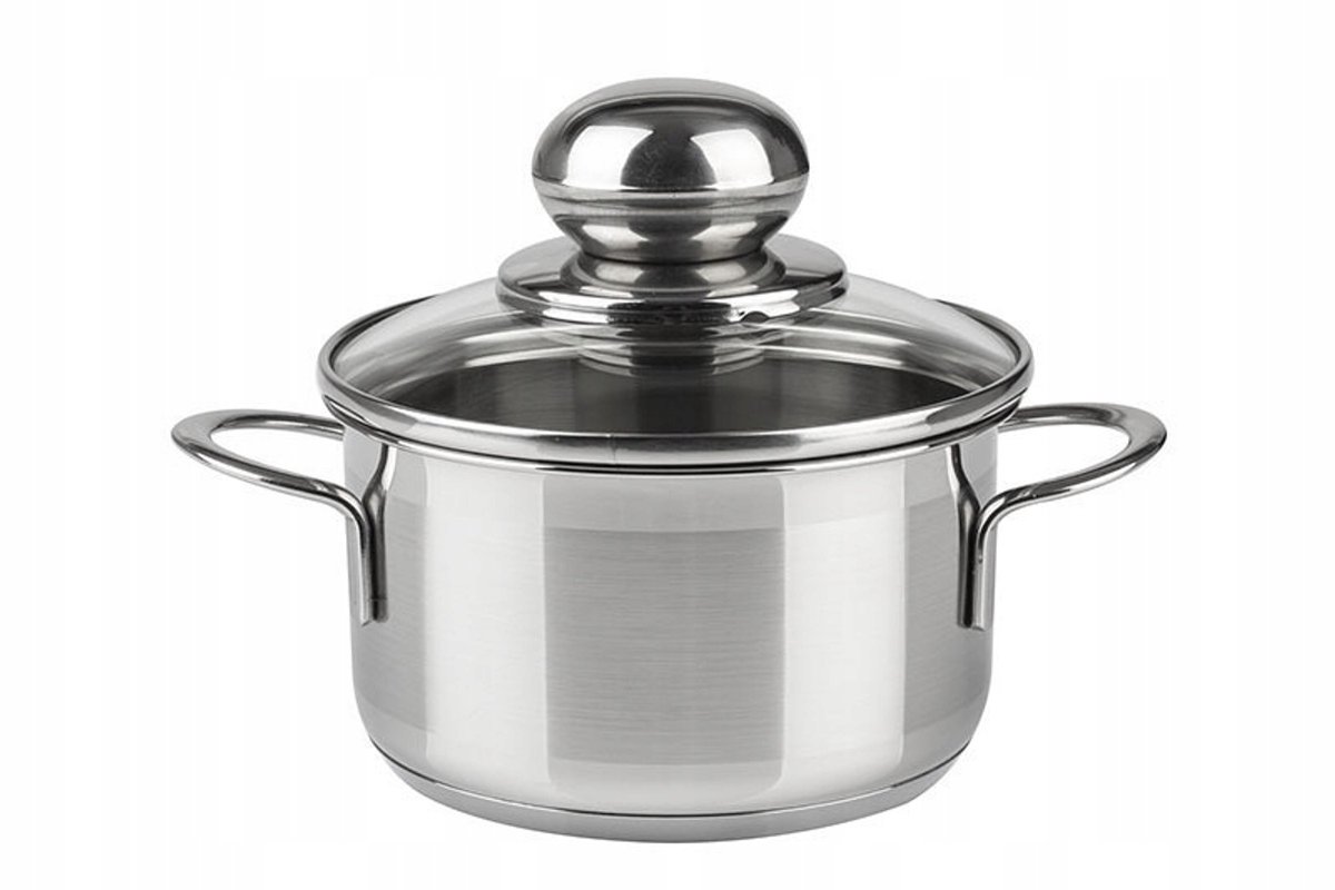 SSW City Pannetje 16 cm 1.5L met Glazen Deksel - RVS