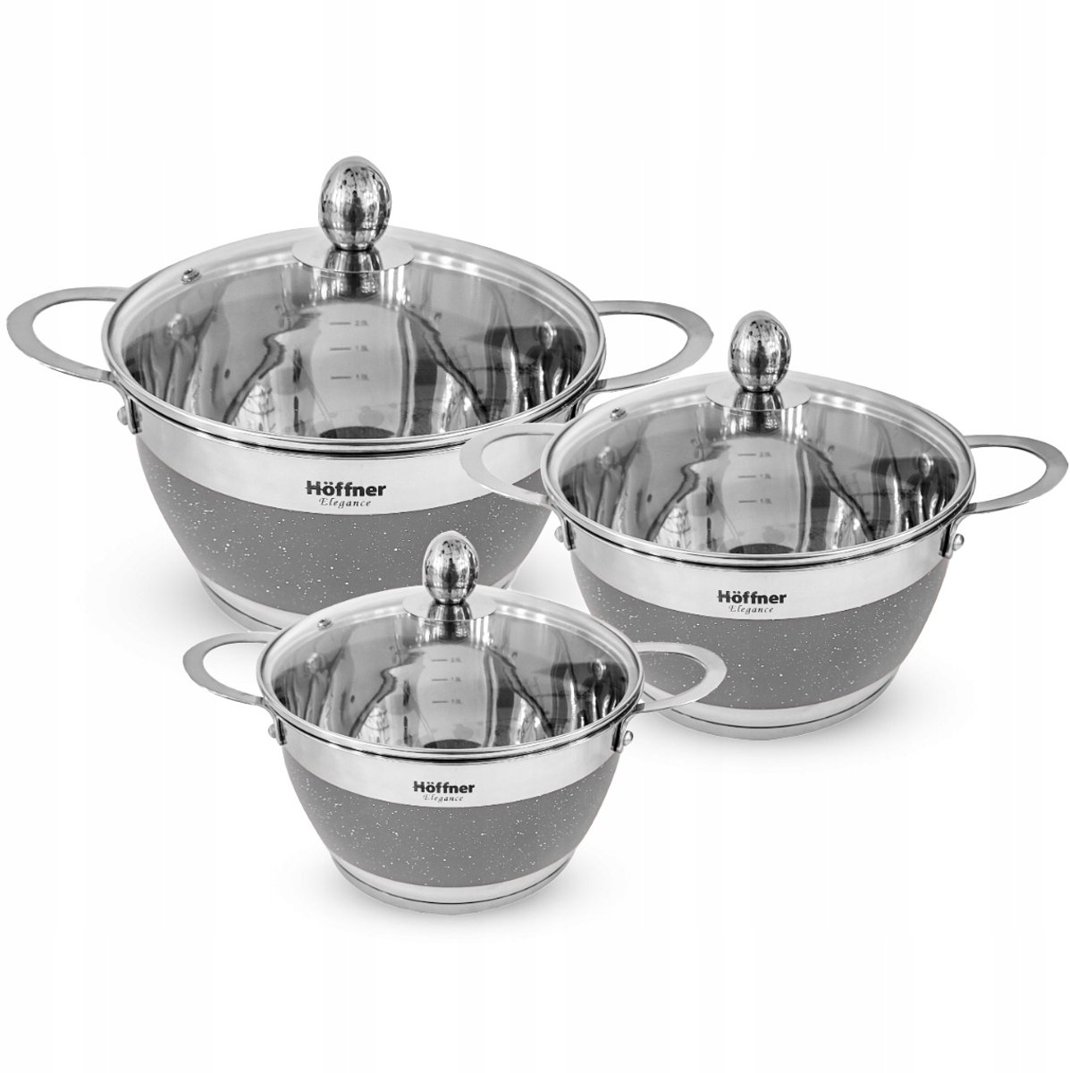 Roestvrijstalen Pannenset Hoffner 6 Delen HF-4453 Grijs