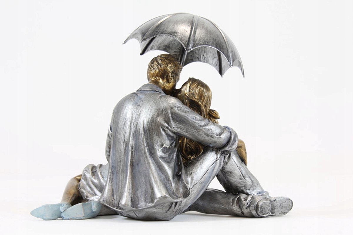 Art-Pol Romantische Figuur: Paar onder Paraplu, Kussend - Liefde en Kunst Multicolor