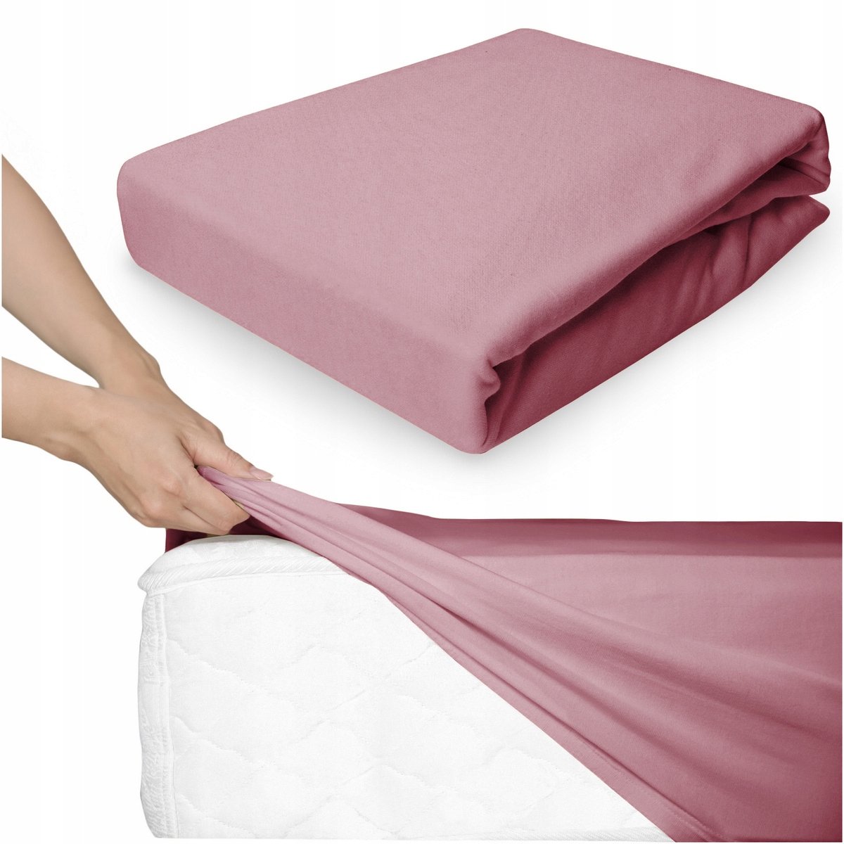 Jersey Hoeslaken met Elastiek 200x220cm - Zacht Katoen - Roze