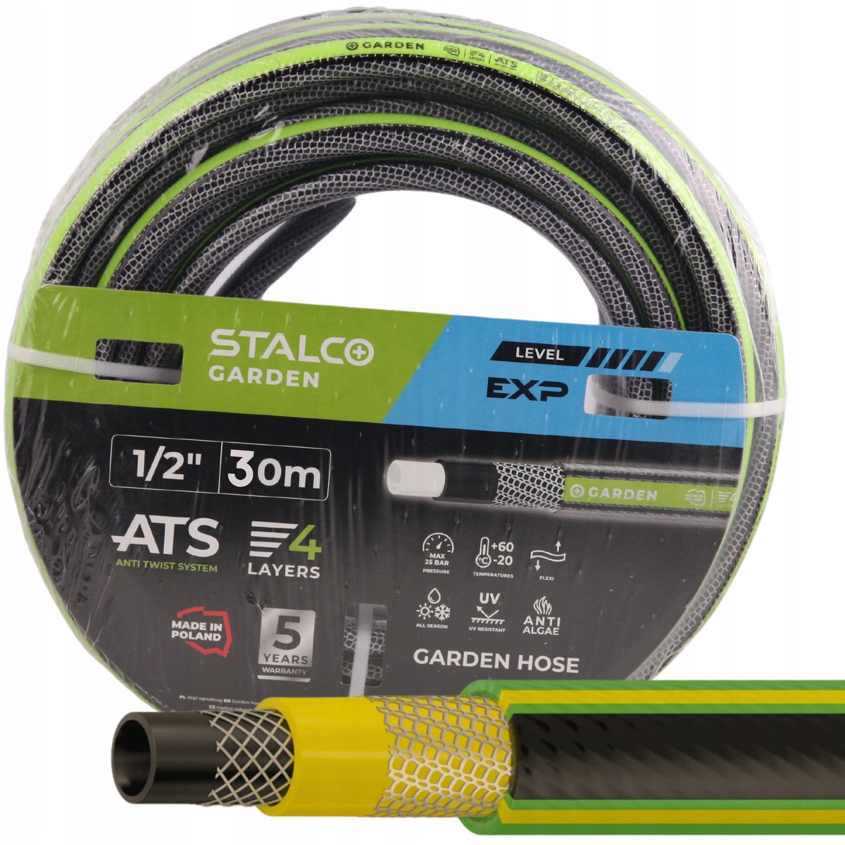 4-Laags Tuinslang 1/2" x 30m - Sterk, Knikvrij & Flexibel