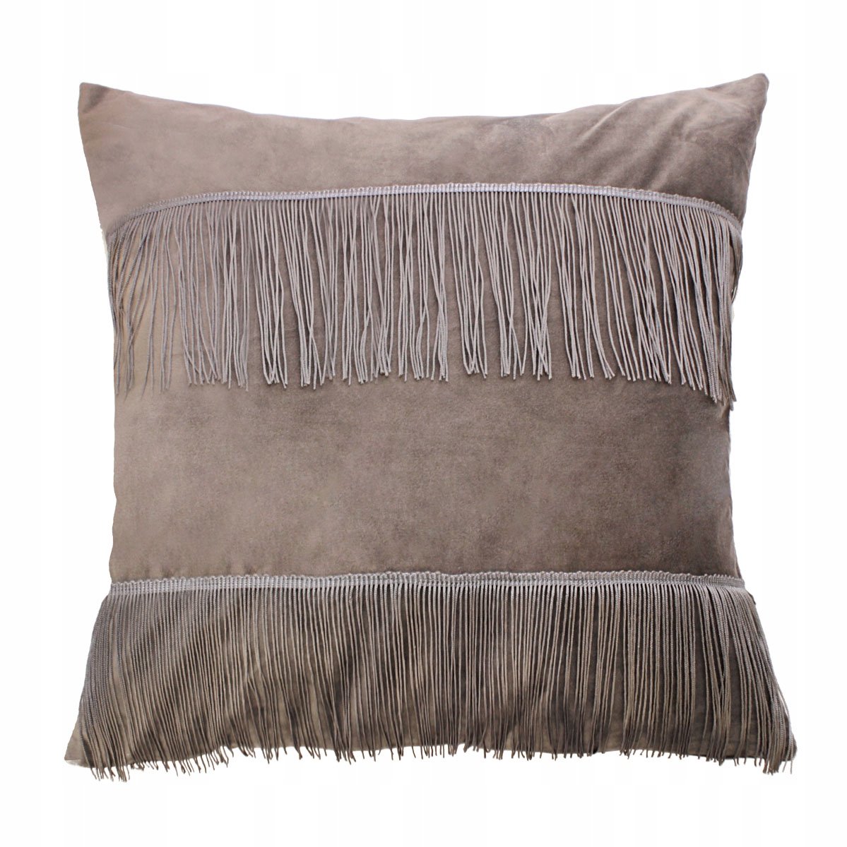 Sierkussens 45x45cm Boho Grijs met Franje - Fluweel