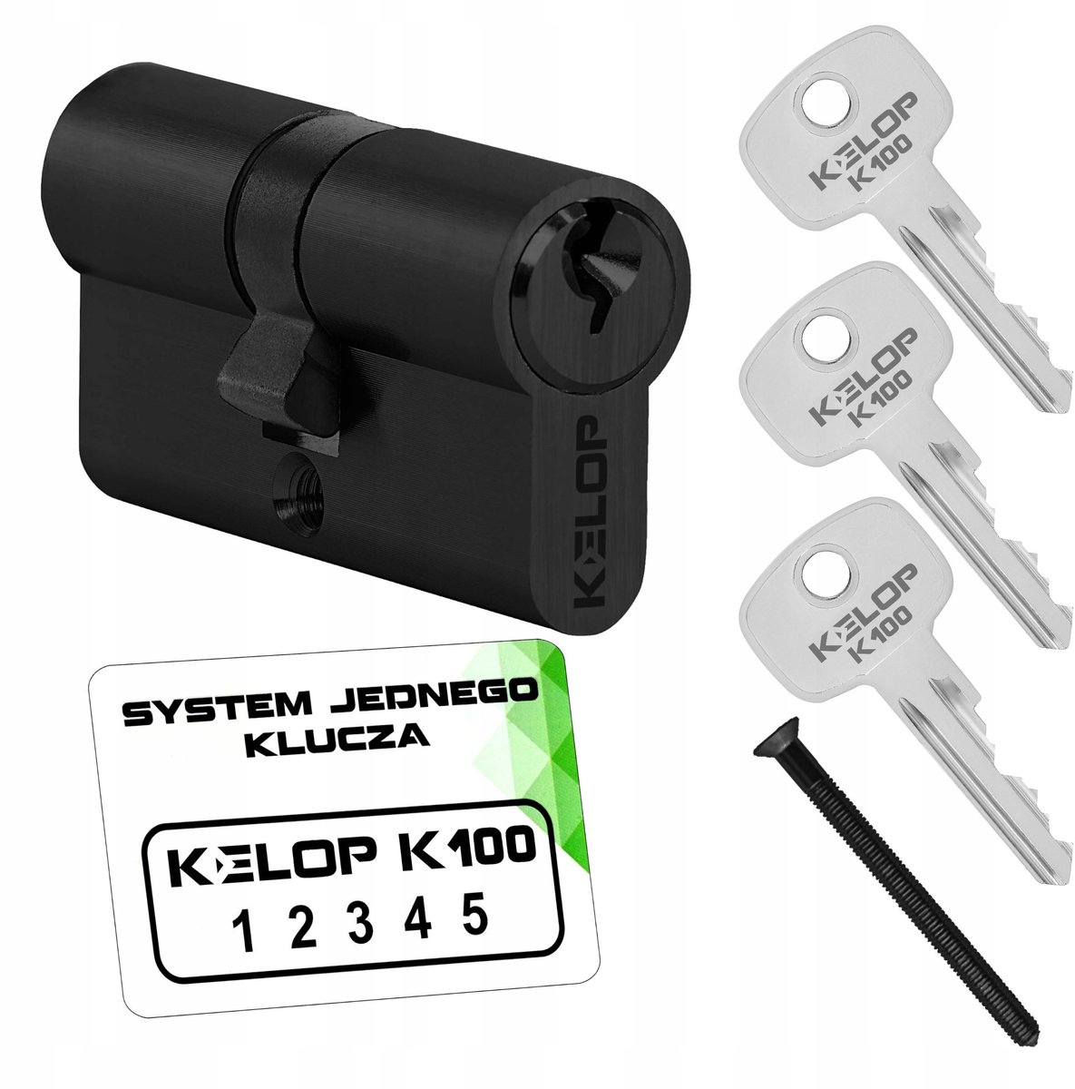 Kelop K100 Cilinder 30/40mm Zwart - Eén Sleutel Systeem