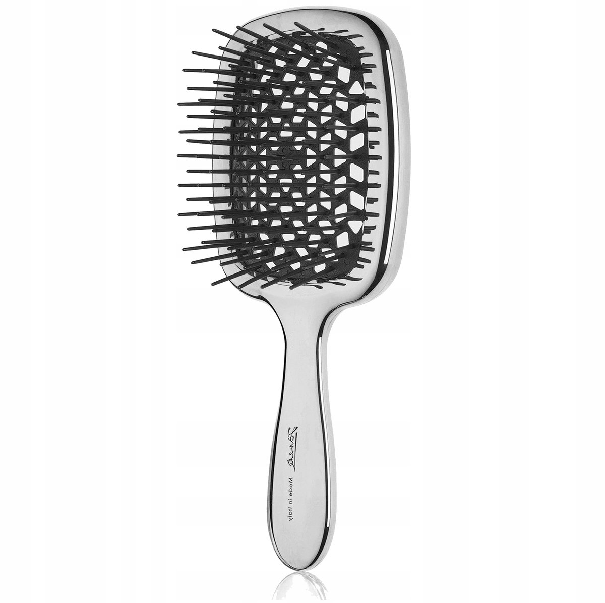 Janeke Superbrush Haarborstel Chroom Zwart - Ontwarren & Stylen